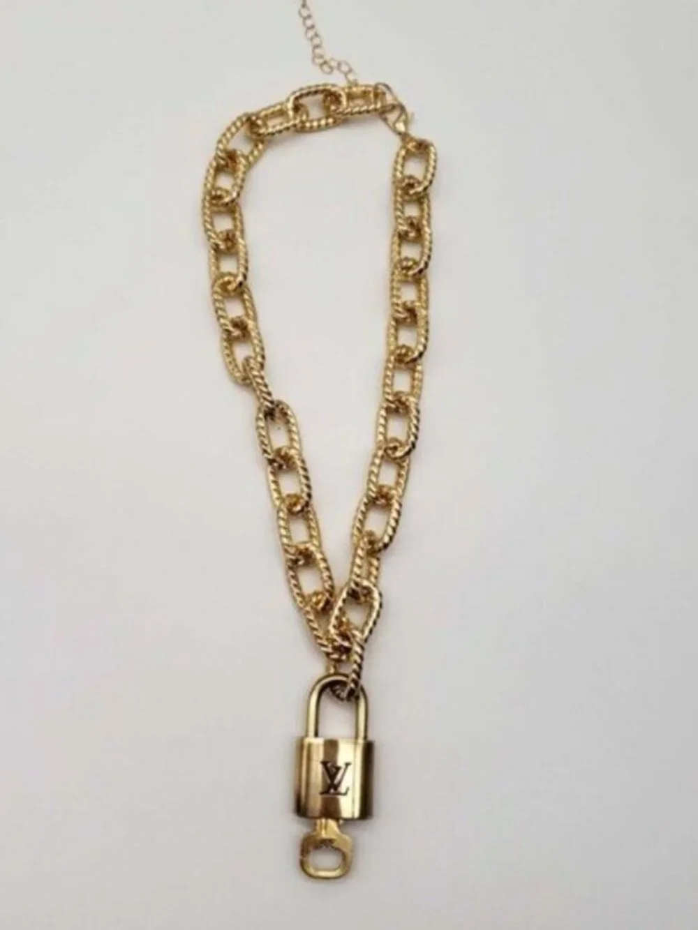 Authentic Louis Vuitton Lock and Key Gold Color with Gold Plated Chain Necklace